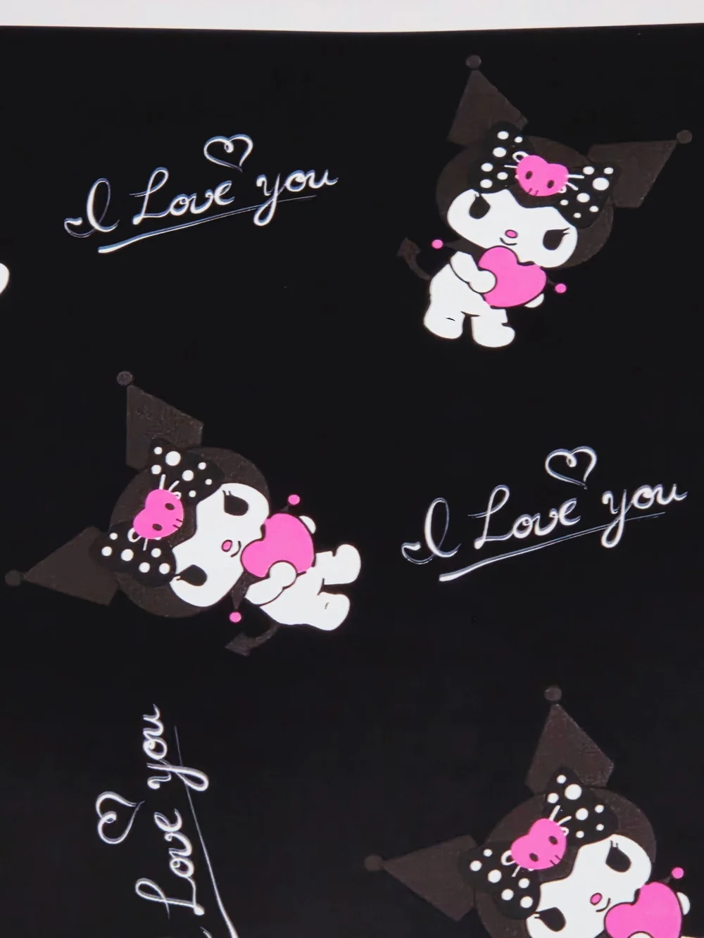 Kuromi Korean Floral Waterproof Wrapping Paper- Black & Pink 20 Piece